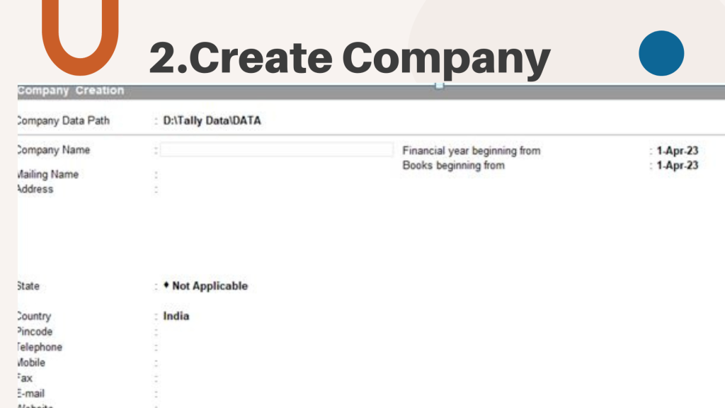 create company in Tally ERP-9